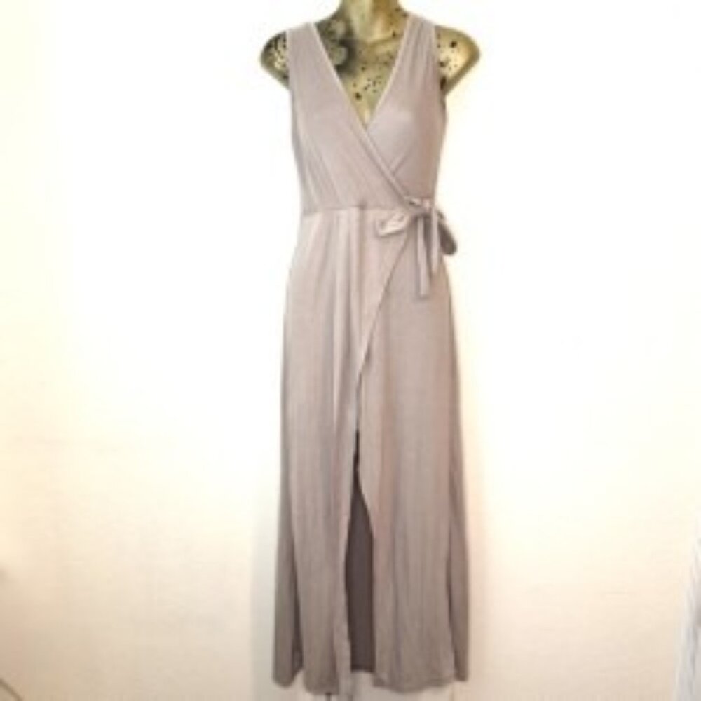 Jessica Simpson Taupe Wrap Maxi Dress | Wedding Guest Resort Ready | Size M